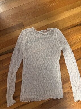 Abercrombie & Fitch White Sheer Lace Blouse